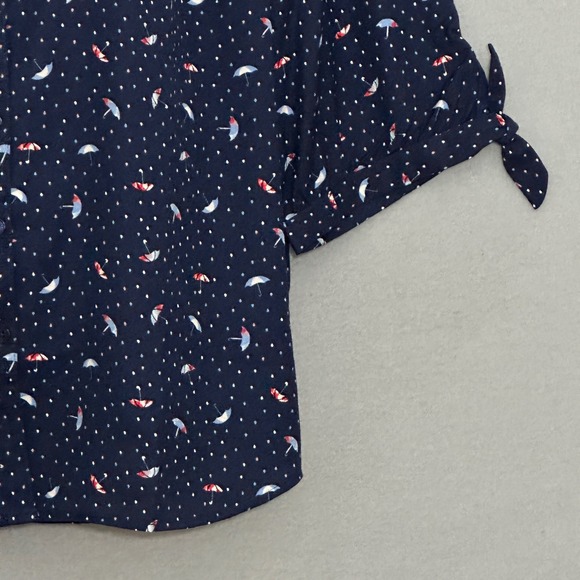 Catherines Womens Top Plus 1X Navy Blue‎ Umbrella Pattern V Neck Tunic Classid - Picture 4 of 11